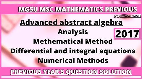 Mgsu MSc mathematics previous 2017 question paper||Sgoyalmathematics