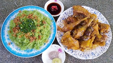 Gà Rô Ti Nước Dừa Ăn Cùng Xôi Nếp Lá Dứa Thơm Ngon Cực Đỉnh | Bếp Nhà Sáu