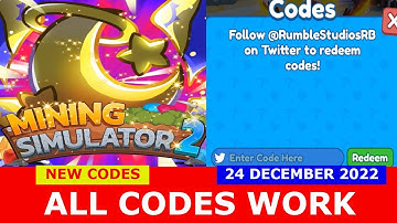 NEW UPDATE CODES [🎄CHRISTMAS🎄] ALL CODES! Mining Simulator 2 ROBLOX | December 24, 2022