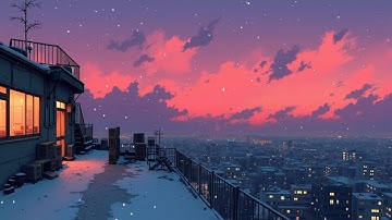 Lofi Hip Hop Beats ❄️ Snowy Japanese Rooftop Vibes & Tokyo City Ambience 🌆 Study Relax
