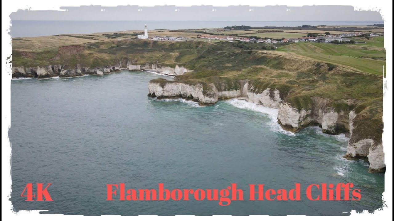 4K Flamborough Head Cliff.Drone footage.