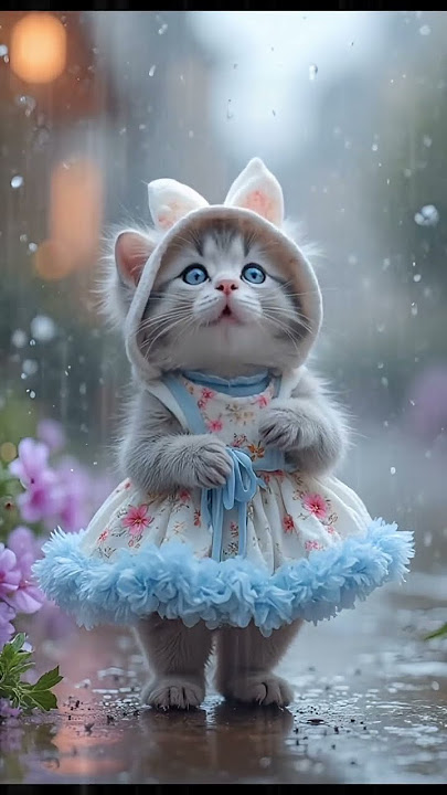 Bernyanyi dibawah hujan🥰, menggemaskan #cat #catlovers