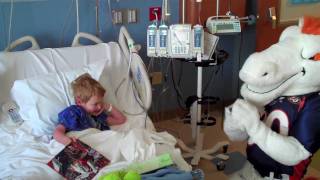 Broncos mascot Miles visiting young patients at the Rocky Mountain Hospital for Children at P/SL