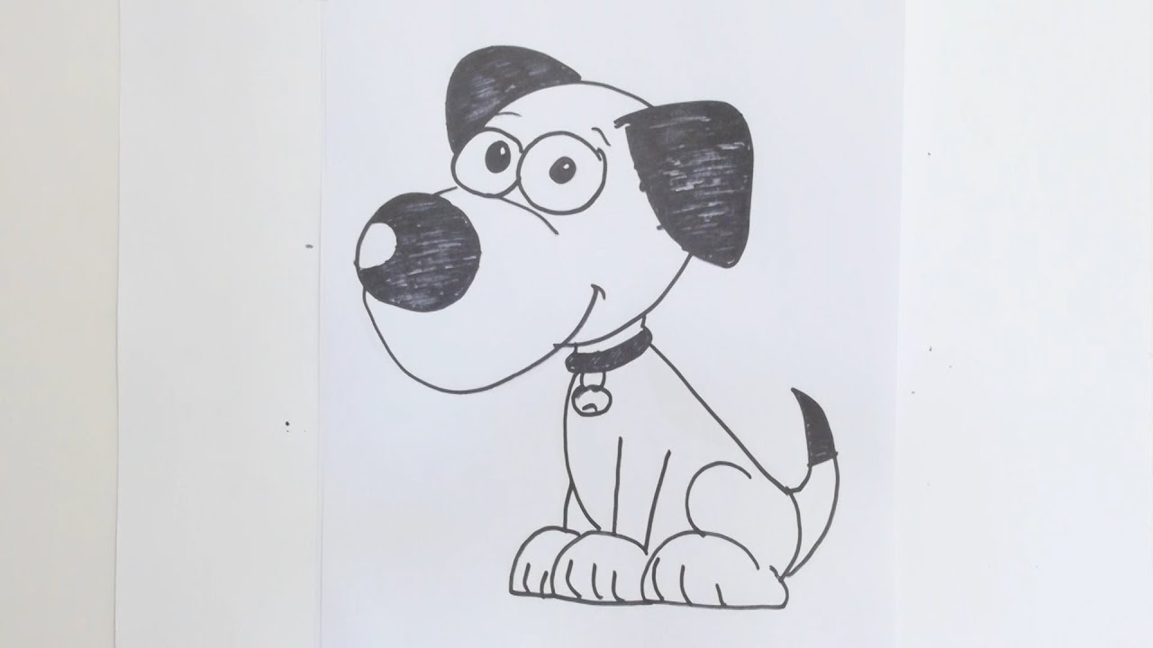 how to draw a dog - step by step drawing tutorial for a cute cartoon dog - easy peasy and fun on cartoon dog drawing images