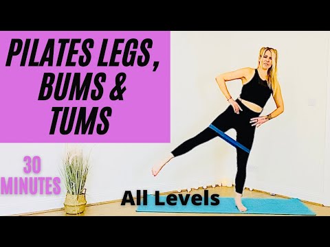 30 Minutes Pilates Legs, Bums & Tums toning with mini band option All  levels at home 