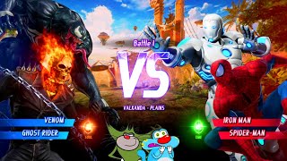 VENOM & GHOST RIDER VS IRONMAN & SPIDERMAN FIGHT IN MARVEL VS CAPCOM INFINITE WITH OGGY