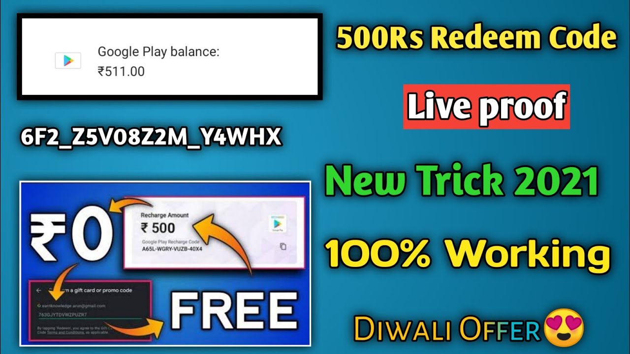 Live Proof | How to get free google play redeem code 500Rs | free me ...
