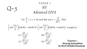JEE Advanced 2024 Math Paper 1 (Q 3) solution | IIT JEE Maths | #jeeadvanced2024  #projecteducation