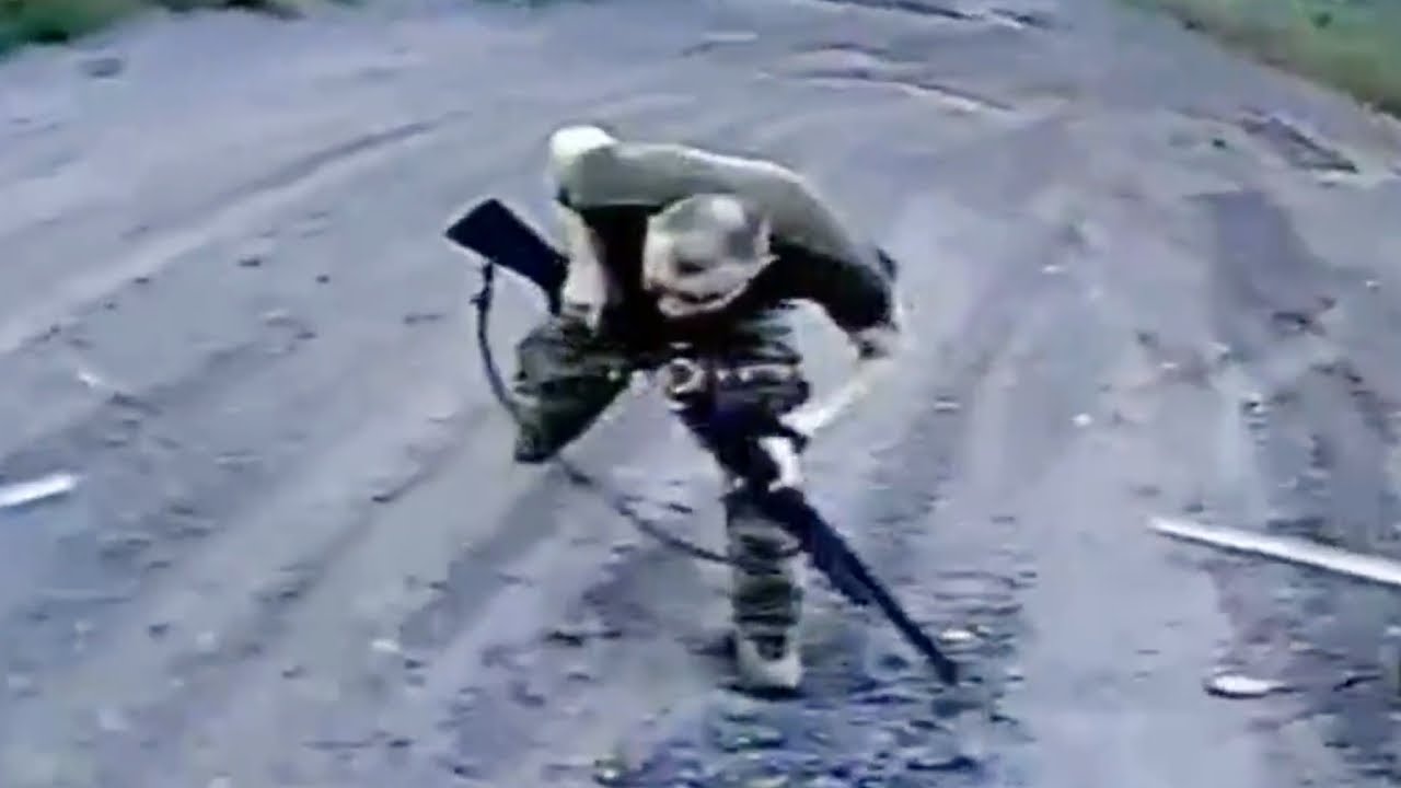 Soldier Fail To Duck Incoming Drone!