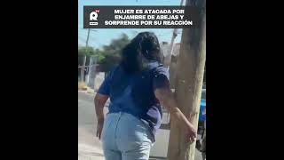 Mujer es atacada por enjambre de abejas en plena calle en Culiacán y su reacción sorprende
