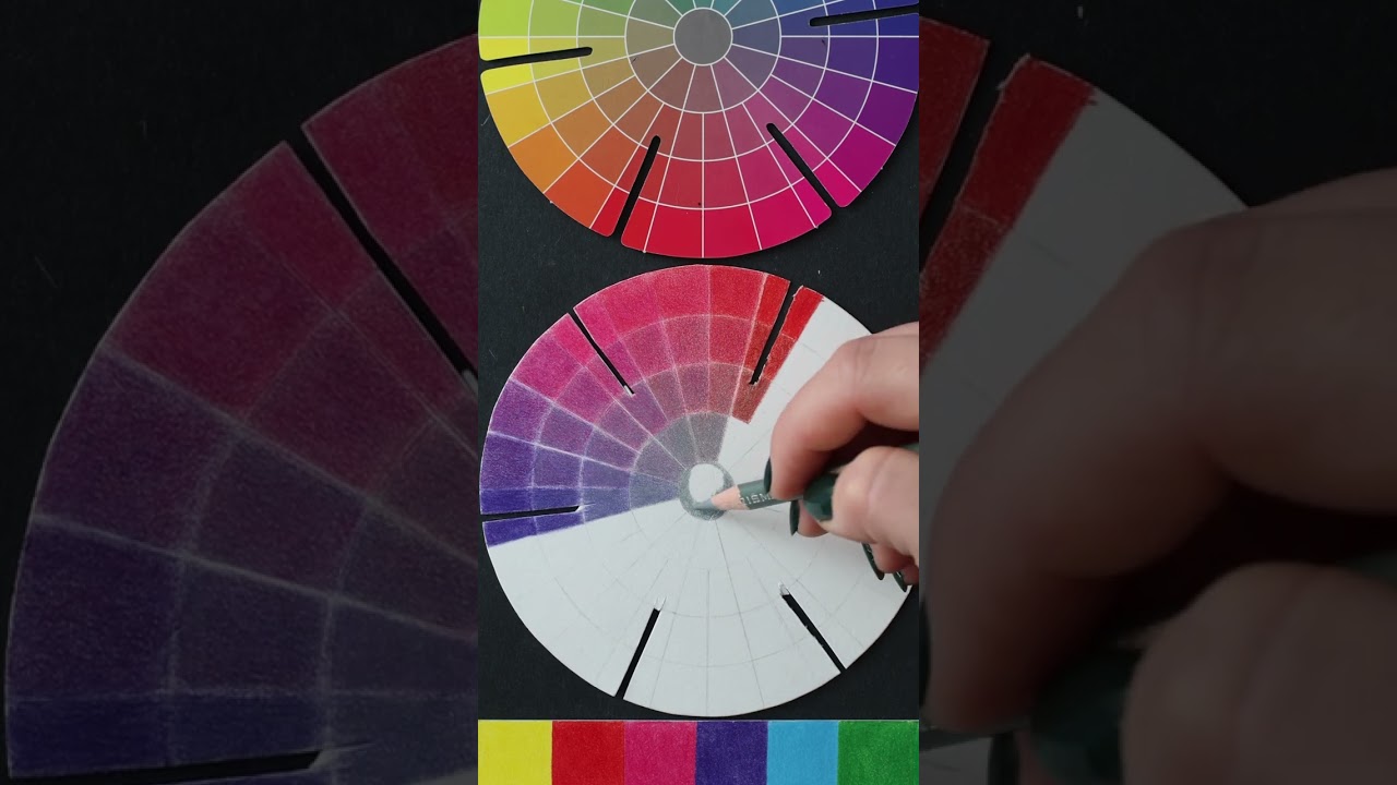 Coloring in the center of the colorwheel! Watch me colormatch using colored pencils | #artshorts