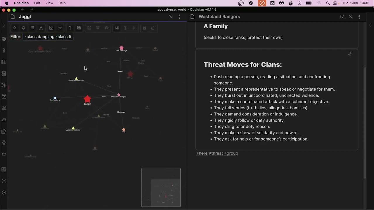 Obsidian w/ Juggl plugin for RPG campaign notes YouTube