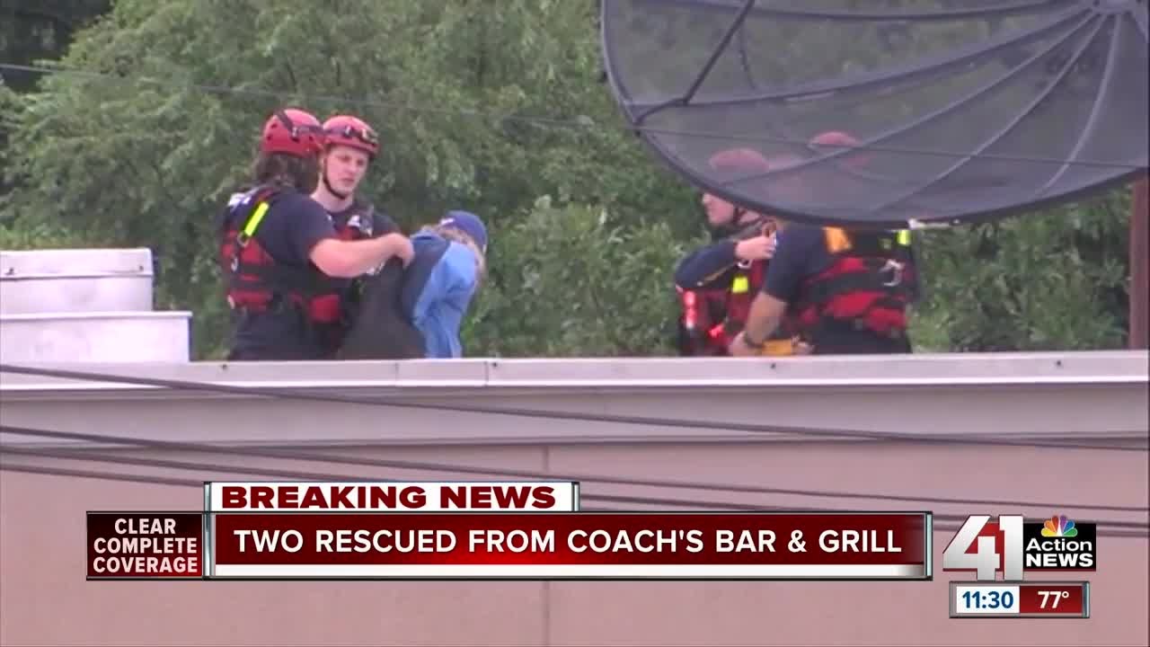 Owners of Coach's Bar & Grill rescued from rooftop YouTube
