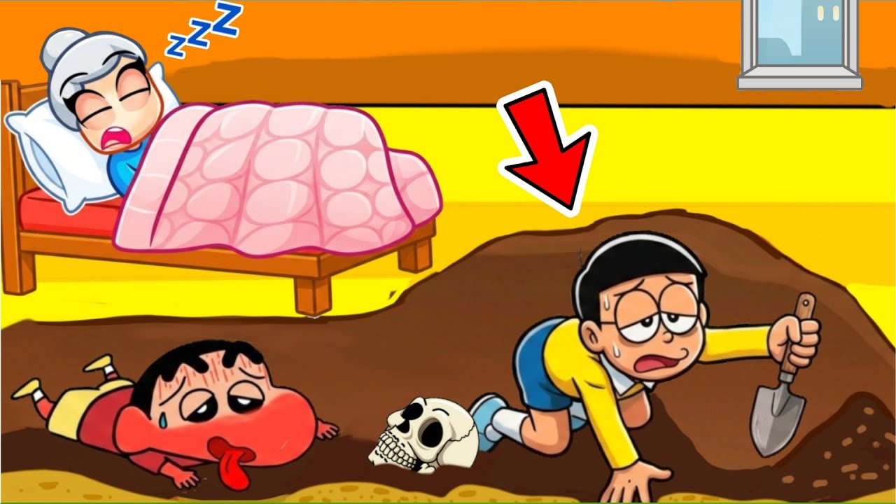 Shinchan And Nobita Dig & Escape Evil Granny 😱😱 | Funny Game |
