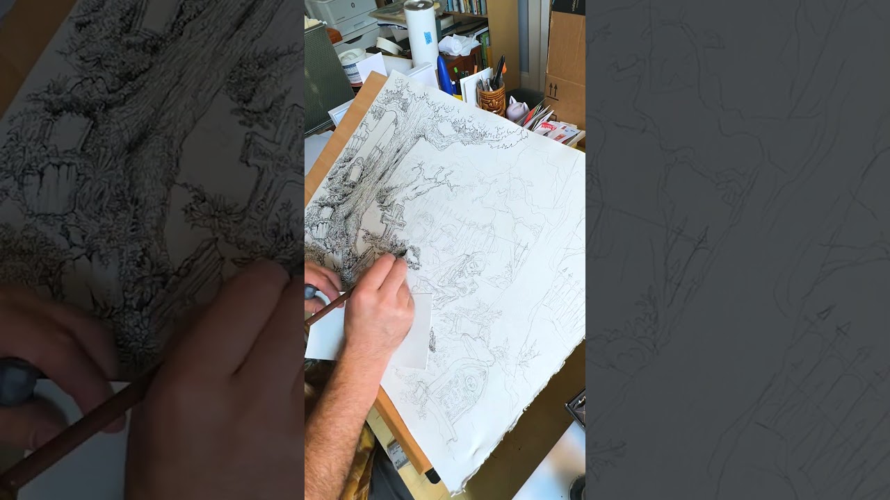 Drawing a traditional pen and ink. Part 1. Follow along! 
