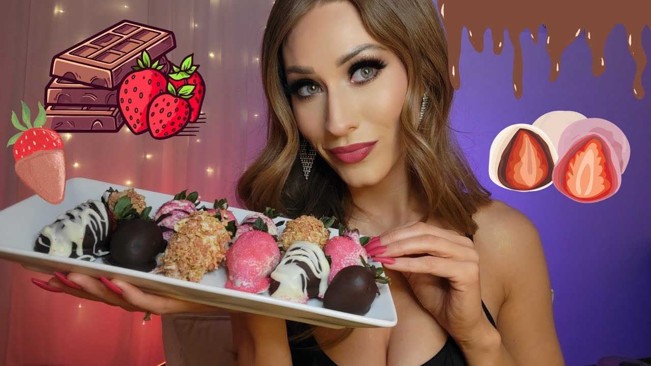 ASMR Chocolate Covered Strawberries 🍓🍫 *Mukbang* VERY Juicy! (eating sounds, mouth sounds)