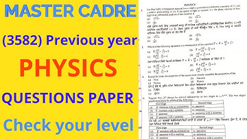 MASTER CADRE(3582) PHYSICS Full PREVIOUS YEAR PAPER || STUDY insider || Check your level