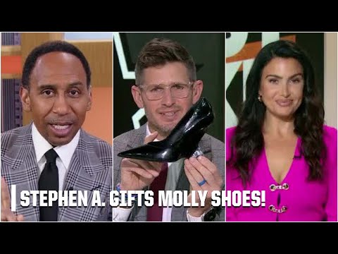 Stephen A. gifted Molly Qerim a pair of shoes for losing his bet 👠 | First Take