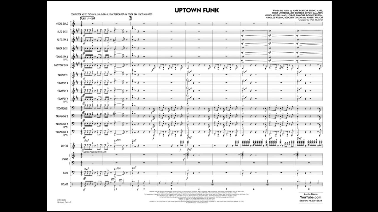 Uptown Funk arranged by Paul Murtha