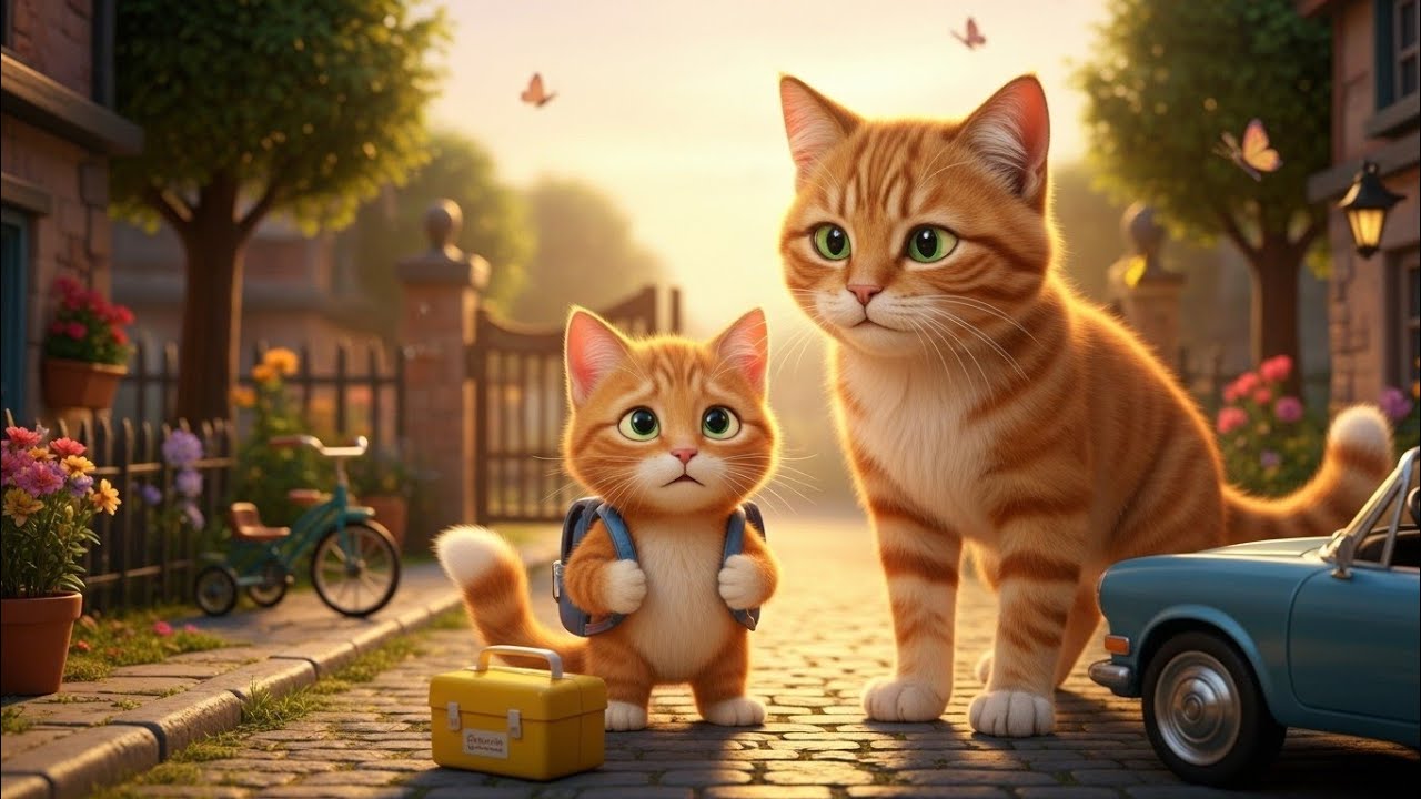 Kitten Forgets Her Lunch at Home — Mama Cat Saves the Day