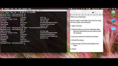How to create a folder and text file using terminal