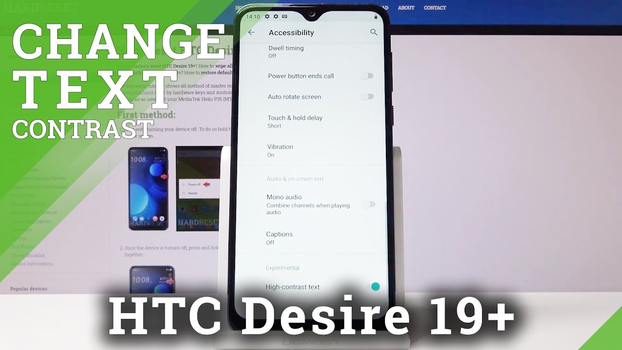 How to Activate High Contrast Text in HTC Desire 19+ | Change Display Settings