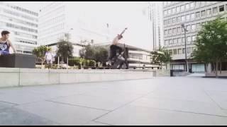 Cool double kickflip down a curb