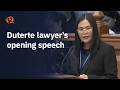Sara Duterte's counsel Sheila Sison delivers her opening speech