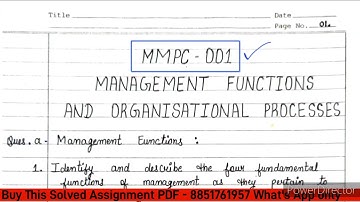 MMPC 01 Solved Assignment 2024-25 | MMPC 01 Handwritten Assignment 2025 | MMPC 1 Assignment 2025