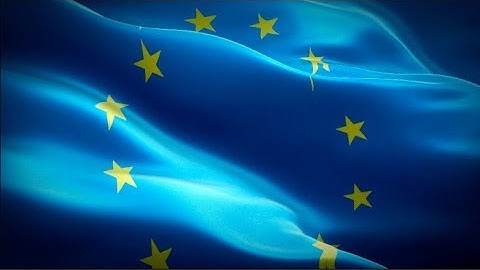 EU flag video waving in wind. Realistic Euro Flag background. Europe flag Full HDD