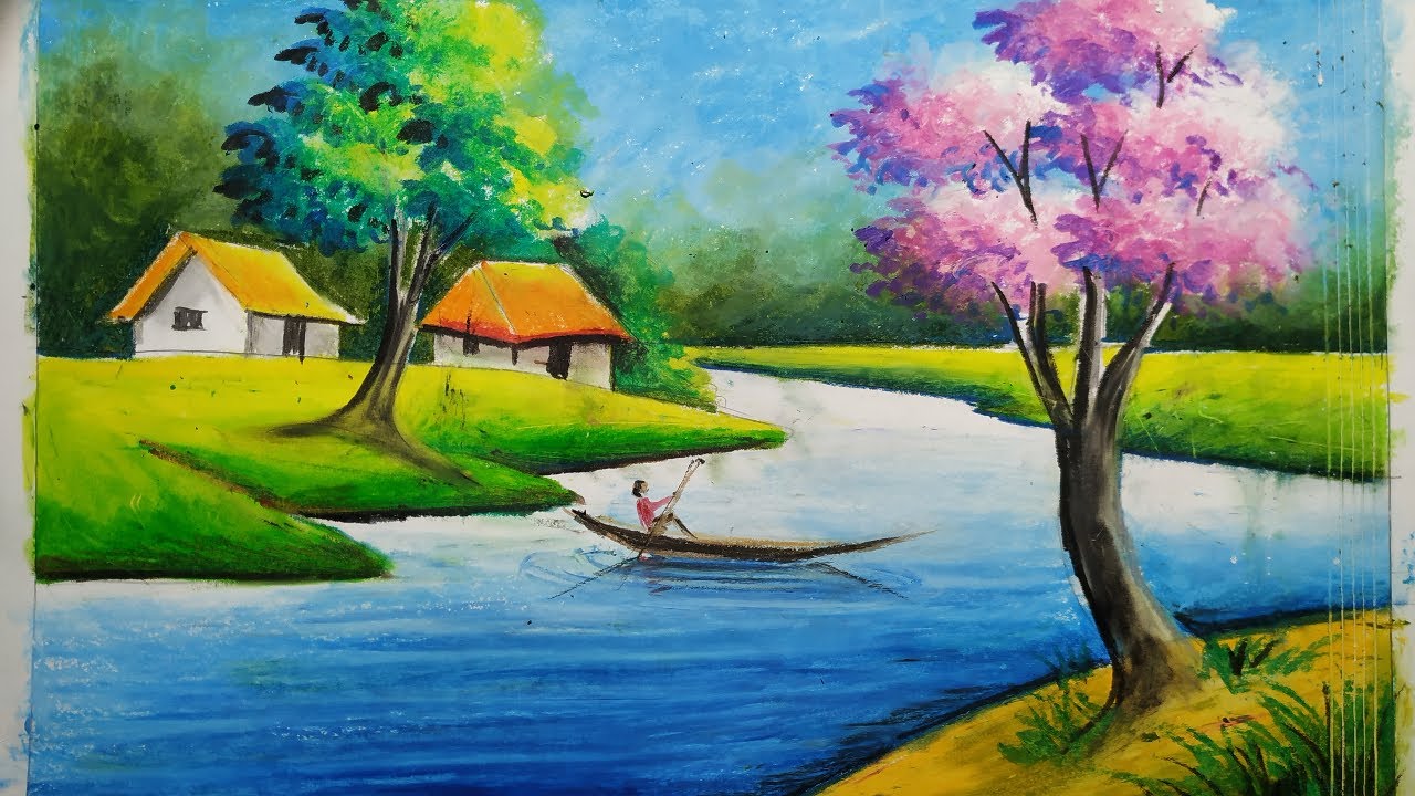 Aggregate 128+ oil pastel nature scenery drawing