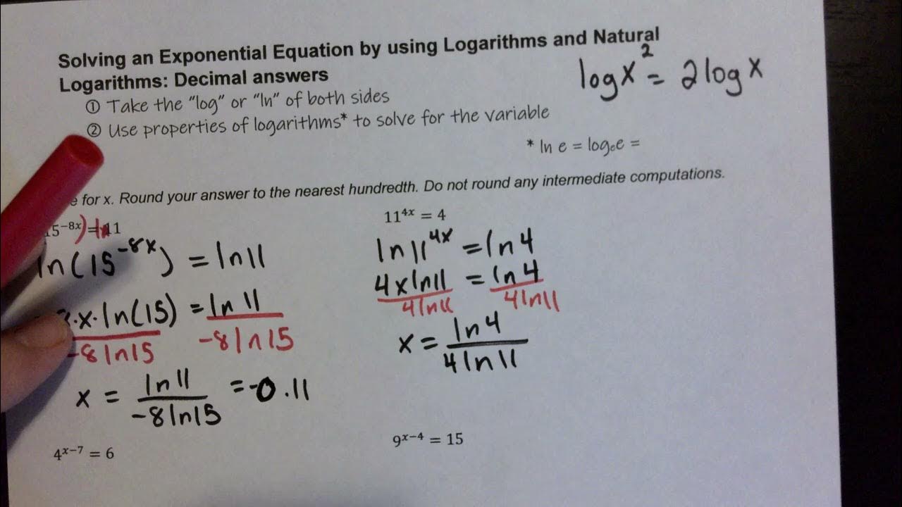 Solving an Exponential Equation by using Logarithms and Natural ...