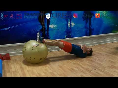 Gym ball reverse plank