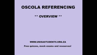 OSCOLA Referencing OVERVIEW