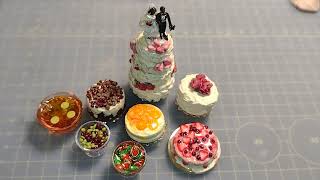 MINI WEDDING CAKE and DOLLHOUSE DESSERTS using POLYMER CLAY,  UV RESIN and Nail Art