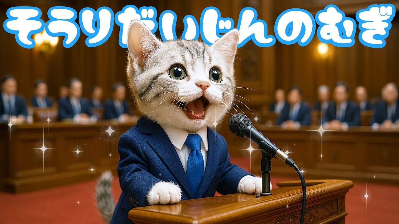 【社畜ねこのむぎ】世界平和にゃ!! むぎの総理大臣の一日に密着🐱