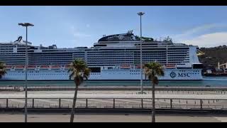 MSC Grandiosa. Salida del puerto de Barcelona. Primer cruceros en salir Post- Pandemia.