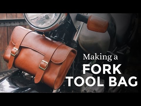 EBTOOLS Motorcycle Saddle Bag Universal Motorcycle PU Leather Front and Rear Fork Tool Bag Luggage Bag 