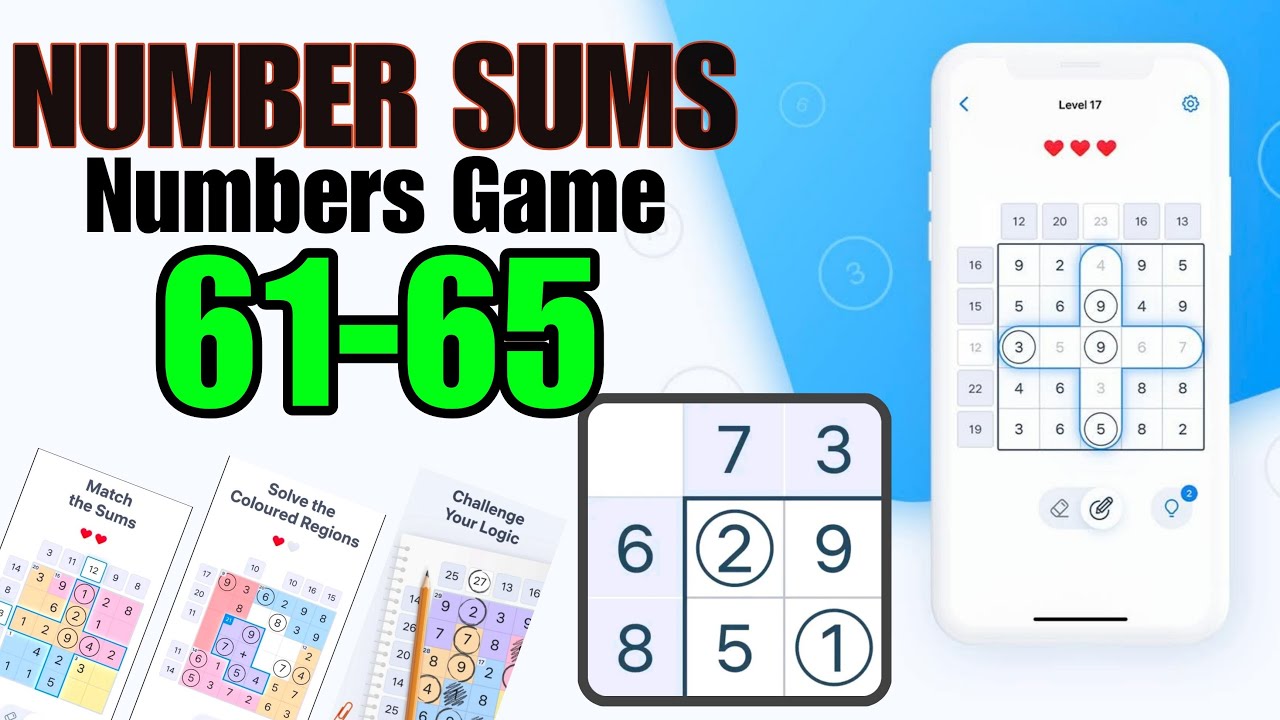 NUMBER SUMS Number Game level 61 62 63 64 65 - YouTube