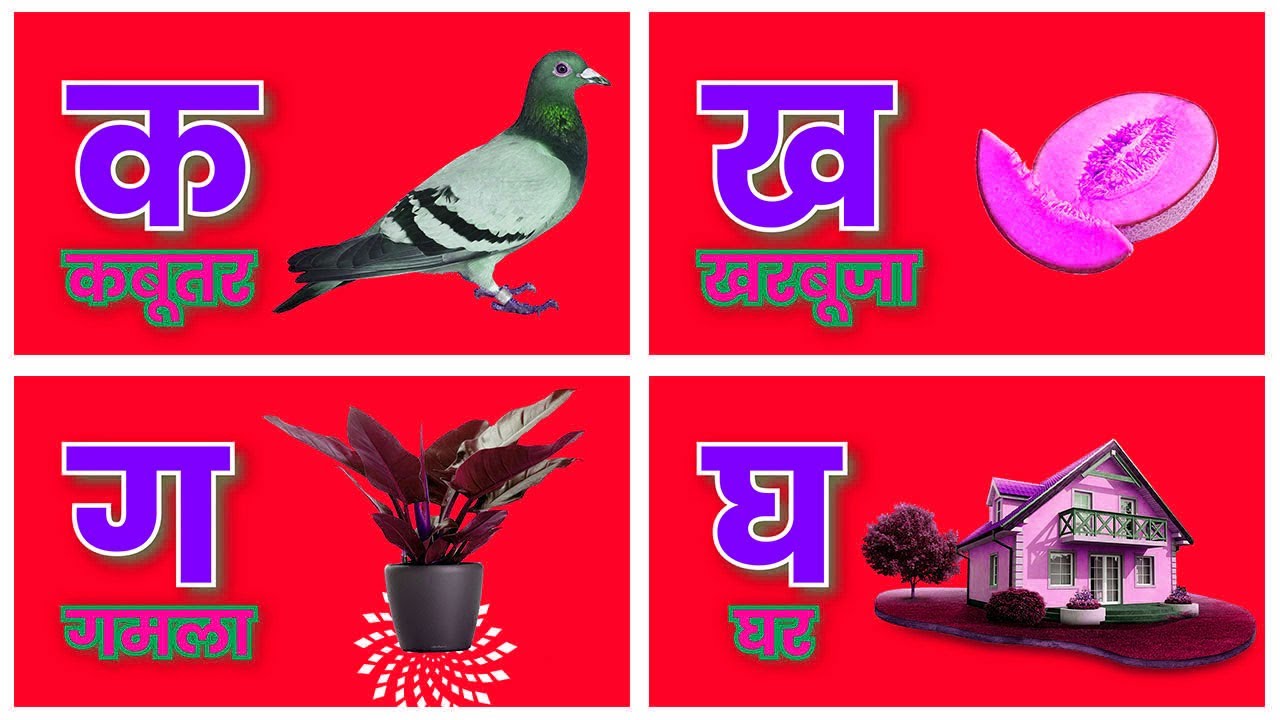 K sa kabuter with image क ख ग घ Hindi Alphabets Hindi Word for