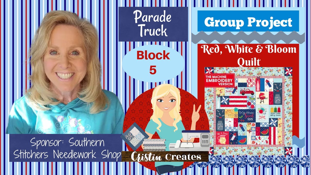 Kimberbell Red White Bloom Quilt Block 5 Parade Truck Group kimberbell-red-white-bloom-quilt-block-5-parade-truck-group