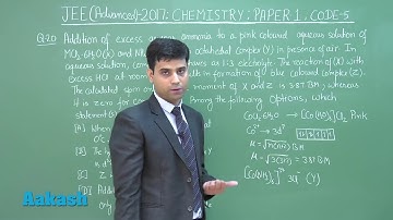 JEE Advanced 2017: Video Solution & Answer Key for Chemistry (Paper-1) Question 20