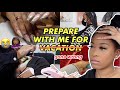 PREPARE WITH ME FOR VACATION GONE WRONG| braids, lash extensions, nails, acrylic toes + more