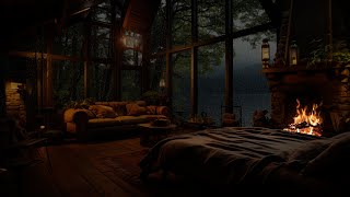 Relaxing Rain Sounds for Deep Sleep - Calm Your Mind - 99% Instanly Fall Asleep- Fireplace Crackling