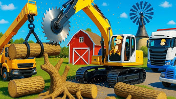 Farm Work Day 🚜🌲 | Logging, Cutting & Transporting Wood | Real Farm Animation