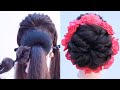 gorgeous big messy bun hairstyle for bridal with real rose