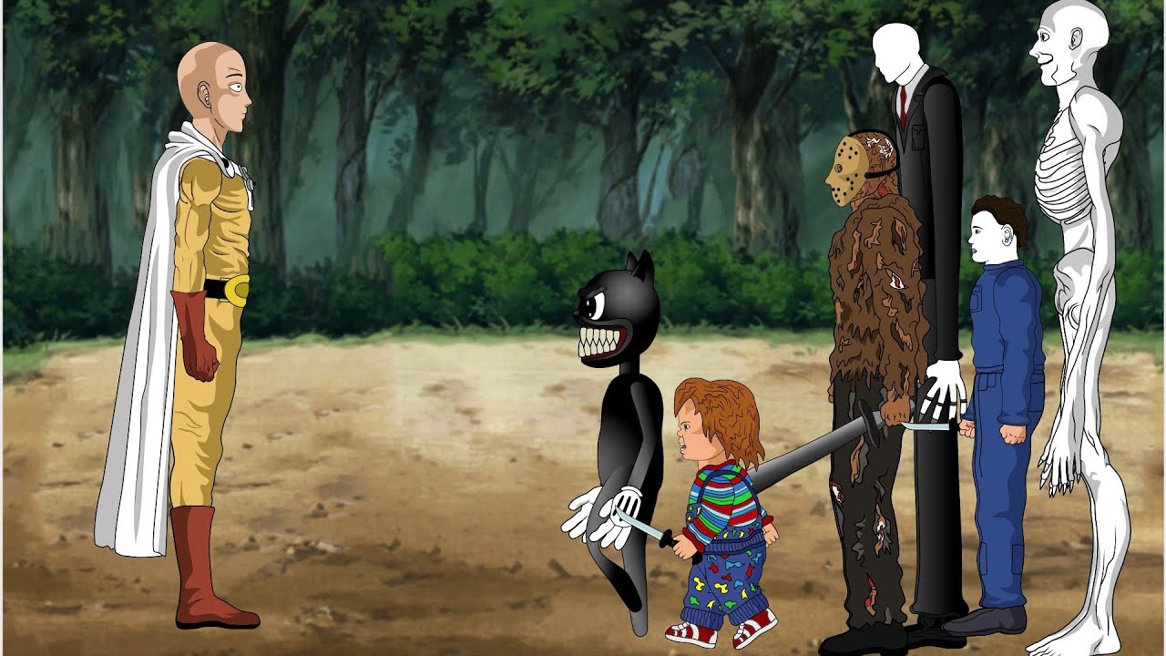 Saitama VS Scp 096 , Jason voorhees , Michael , cartoo cat , chucky ...