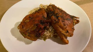 BAKE CHICKEN THIGHS WITH SEASONED RICE