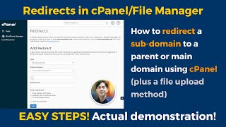 how to redirect a subdomain to a parent main domain in cpanel or using a file upload method (2023)