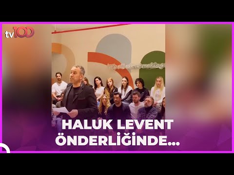 Hande Erçel, Ezgi Mola, Kenan İmirzalıoğlu hep birden Haluk Levent'in arkasında...